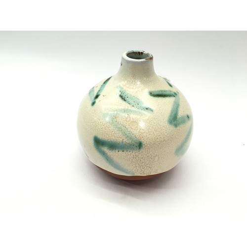 58 - Poole Pottery Atlantis small glazed bud vase A5'2, 3.4