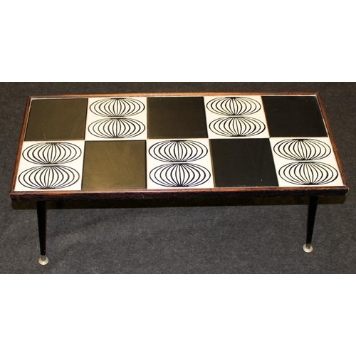 71 - Poole Pottery interest Mid-Century modern low small table with inset Carter Tiles by Peggy Angus 31 ... 