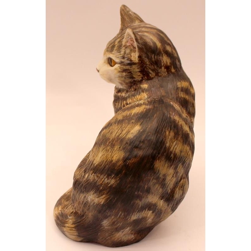 78 - Poole Pottery acrylic painted Stoneware model of a seated cat 7.5