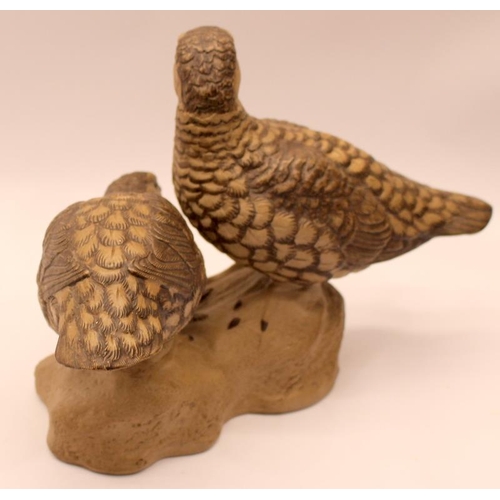 84 - Poole Pottery rare & hard to find Stoneware model of a pair of Grouse by Barbara Linley-Adams signed... 