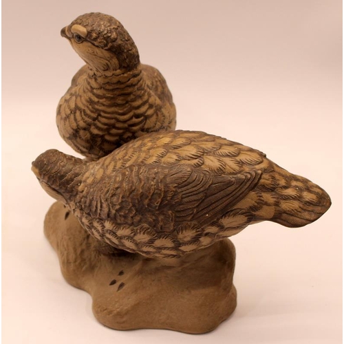 84 - Poole Pottery rare & hard to find Stoneware model of a pair of Grouse by Barbara Linley-Adams signed... 