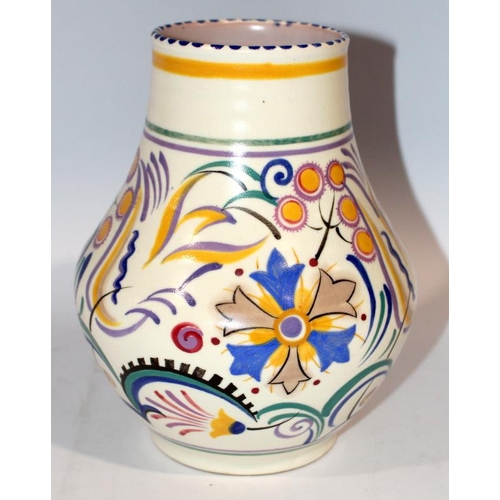 176 - Poole Pottery shape 203 FH pattern vase decorated by Hilda Hampton 8.5