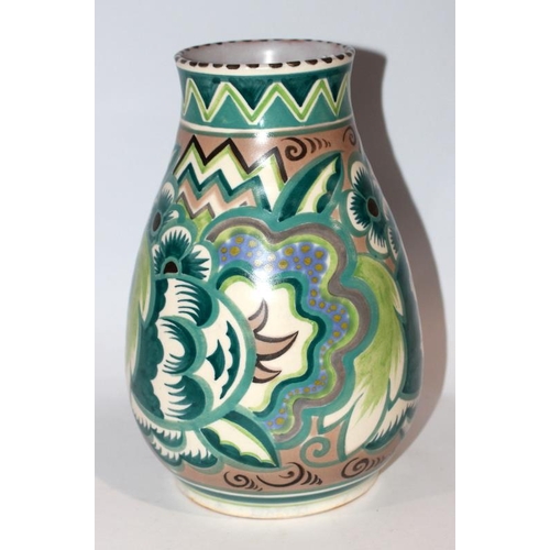 181 - Poole Pottery shape 337 EP pattern vase decorated by Ruth Pavely 9.8