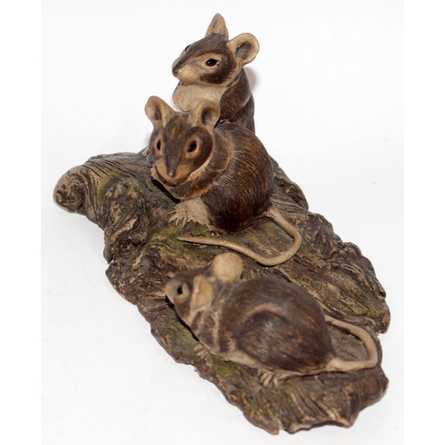 86 - Poole Pottery exceptionally rare & hard to find one-off model of Three Mice on a log (part of the ol... 