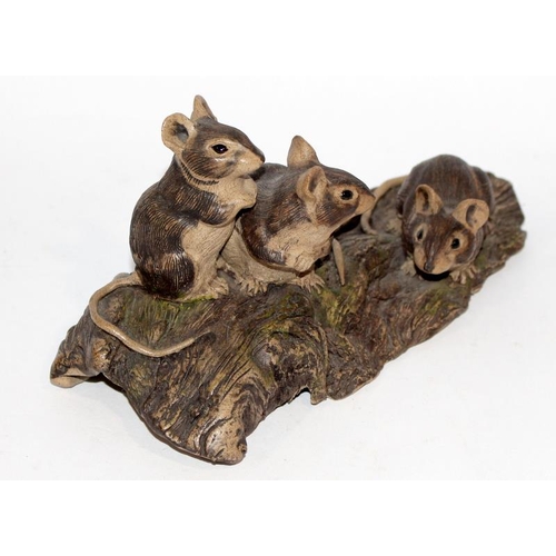 86 - Poole Pottery exceptionally rare & hard to find one-off model of Three Mice on a log (part of the ol... 