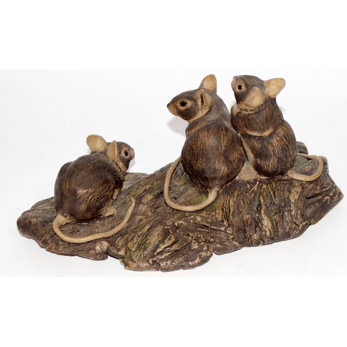 86 - Poole Pottery exceptionally rare & hard to find one-off model of Three Mice on a log (part of the ol... 