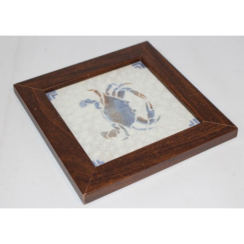 319 - Stencilled tile by Dunsmore Tiles depicting a crab c1926 6”sq designed by Polly Brace