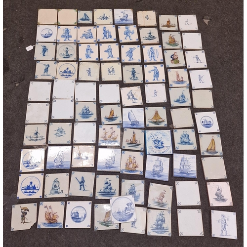 448 - Large quantity of Delft tiles various ages & sizes (qty box)