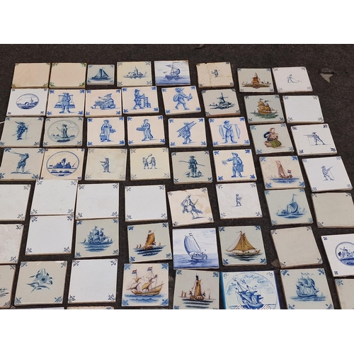 448 - Large quantity of Delft tiles various ages & sizes (qty box)