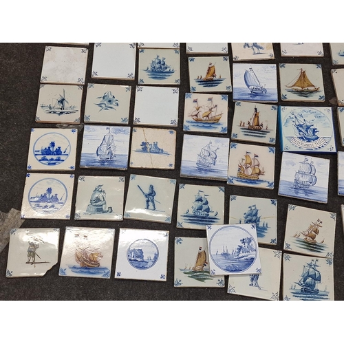 448 - Large quantity of Delft tiles various ages & sizes (qty box)