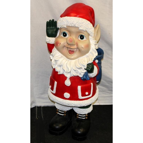 2 - Large fibre glass Father Christmas gnome 75cms tall c/w a smaller Father Christmas and a Rudolph the... 