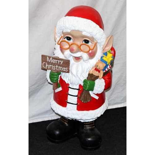 2 - Large fibre glass Father Christmas gnome 75cms tall c/w a smaller Father Christmas and a Rudolph the... 