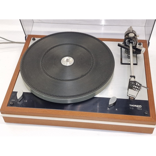 108 - Thorens TD 160 Turntable fitted with Shure M75ED Type 2 cartridge. Turntable turns when connected to... 