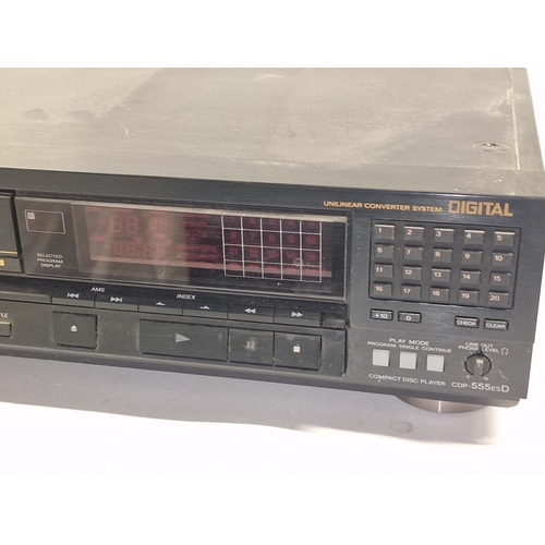 113 - Sony CDP-555ESD Quality Compact Disc Player c/w original remote control. Lights up when connected to... 