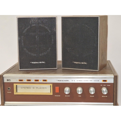 123 - Three vintage 8 track cartridge cassette decks by Metrosound, Sharp and Realistic together with a pa... 