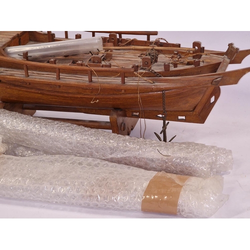 76 - Part built wooden model of a Chinese junk to be completed its unchecked