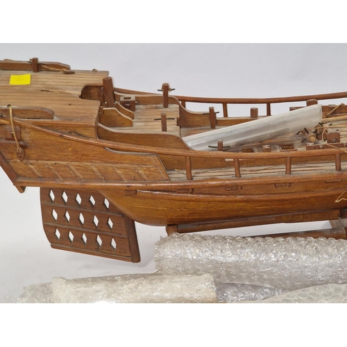 76 - Part built wooden model of a Chinese junk to be completed its unchecked