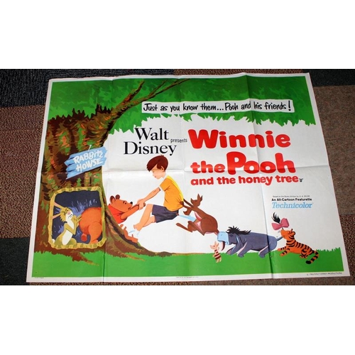 53 - Vintage Disney folded quad poster: Winnie the Pooh and the Honey Tree. 101cms x 76cms