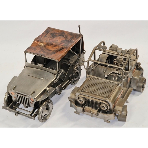 87 - 2 x well designed Steam Punk model Jeeps 30cm long each