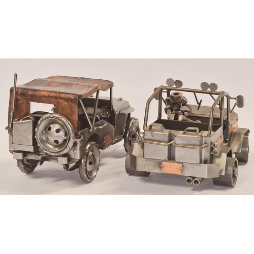 87 - 2 x well designed Steam Punk model Jeeps 30cm long each