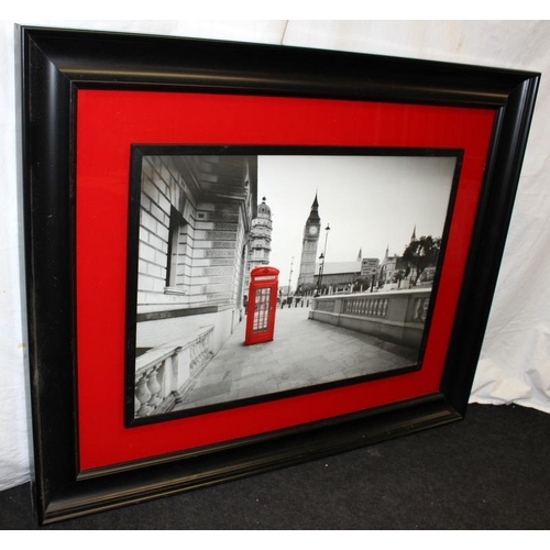 64 - Framed artwork by Marshall Arts 'On The Line 1' iconic colourised black and white image of London. I... 