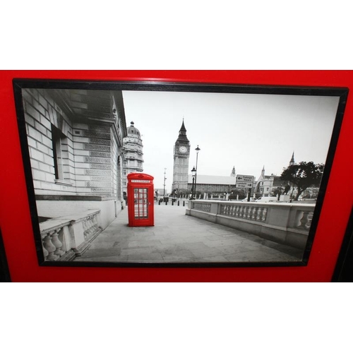 64 - Framed artwork by Marshall Arts 'On The Line 1' iconic colourised black and white image of London. I... 