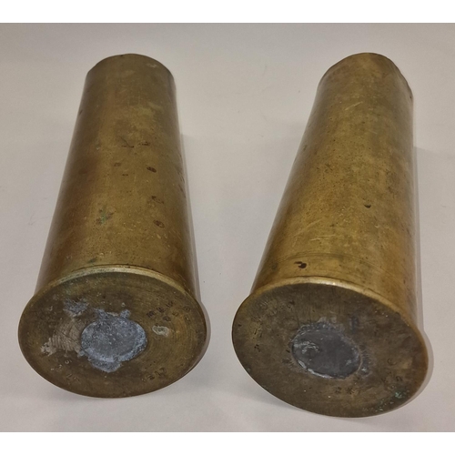 206 - Pair of WW1 era military shell cases each 29.5cm tall.