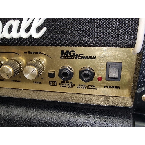 137 - Marshall MG15 MSII mini stack to include amplifier and two speakers. No power lead so offered untest... 