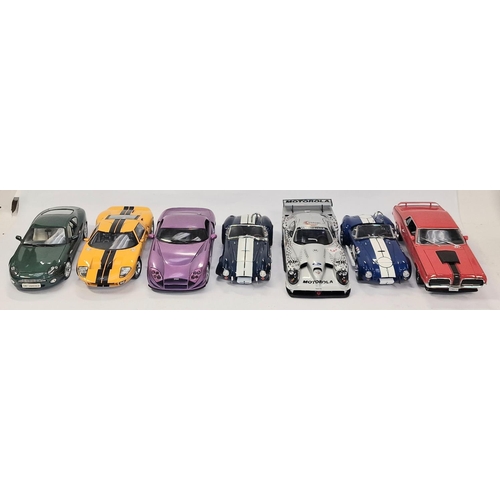 201 - 7 large scale Diecast car models to include hot wheels etc.