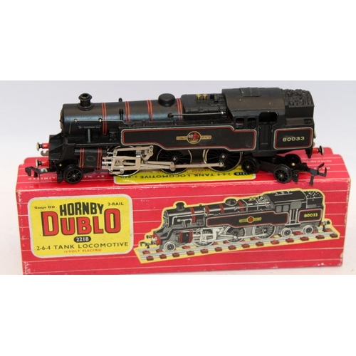 233 - Vintage Hornby OO gauge locomotive BR Black Tank loco ref:2218, boxed c/w Coronation Class 'Duchess ... 