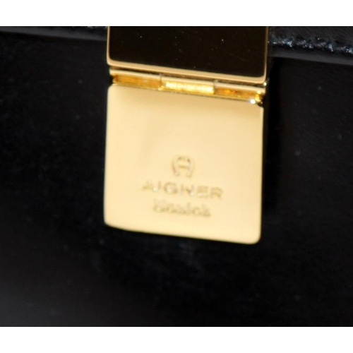 245 - Aigner Munich black leather shoulder bag c/.w dust bag. Top quality and very expensive when purchase... 