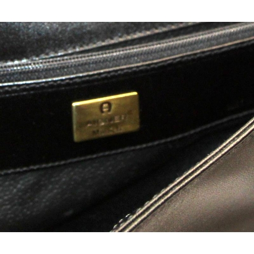 245 - Aigner Munich black leather shoulder bag c/.w dust bag. Top quality and very expensive when purchase... 