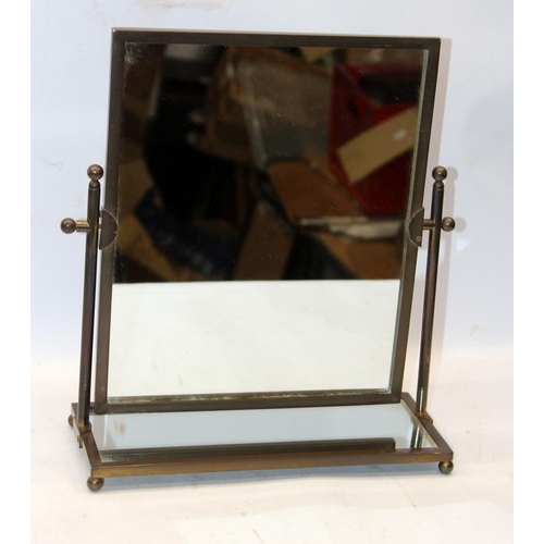 249 - Vintage brass framed nightstand/dresser swivel mirror. 10