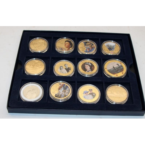 254 - Three presentation cases containing commemorative coins from around the world. Royal and historic ev... 