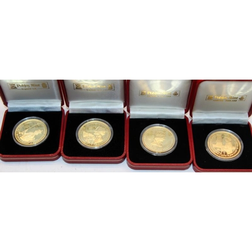 255 - Large collection of Pobjoy Mint gold plated commemorative crown coins from around the world, mostly ... 