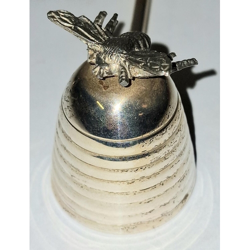 349 - Christofle silver plated candle stick together with a silver plate Honey Bee candle snuffer