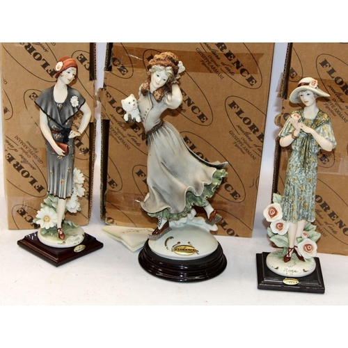 293 - Royall Worcester 'November' months of the year figurine, boxed c/w 3 x boxed Guiseppe Armani figures... 