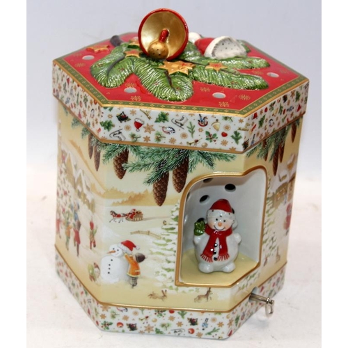 295 - Quality boxed Villeroy & Boch Christmas Toys series 'White Christmas porcelain musical box with tea ... 