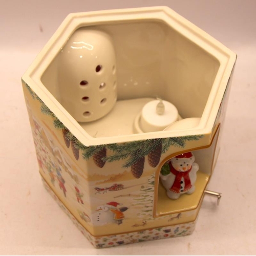 295 - Quality boxed Villeroy & Boch Christmas Toys series 'White Christmas porcelain musical box with tea ... 