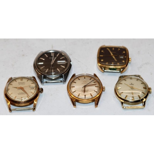 316 - 5 x Vintage gents manual wind and automatic dress watches: Seiko, Roamer, Baronet, Newmark and Oris.... 