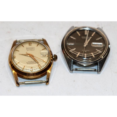 316 - 5 x Vintage gents manual wind and automatic dress watches: Seiko, Roamer, Baronet, Newmark and Oris.... 