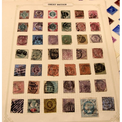 323 - A collection of GB postage stamps across a number of loose album leaves. Good near two pages of Vict... 