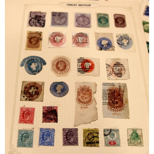 323 - A collection of GB postage stamps across a number of loose album leaves. Good near two pages of Vict... 