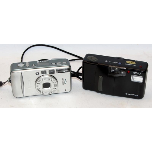 343 - Collectible 35mm film compact cameras: Olympus AF-10, Canon SureShot 105u and AF-7 and Nikon OneTouc... 