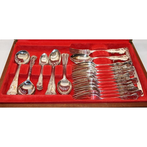 348 - Viners Sheffield Kings Pattern cutlery set for 6 settings (plus extras) contained in a wooden cantee... 