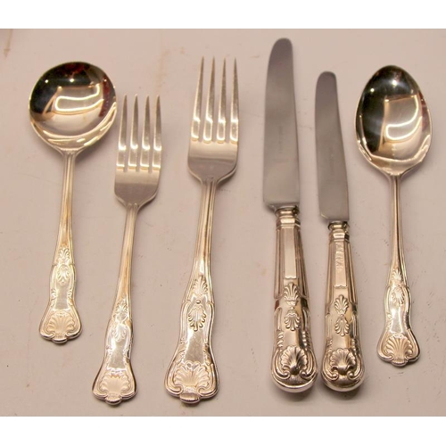 348 - Viners Sheffield Kings Pattern cutlery set for 6 settings (plus extras) contained in a wooden cantee... 