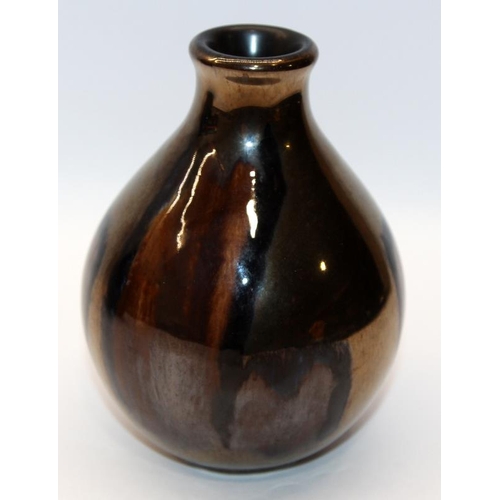 34 - Poole Pottery Studio bulbous vase thrown by Alan White decorated in a mottled black glaze, 24cms c/w... 