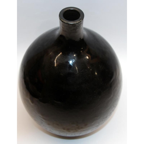 34 - Poole Pottery Studio bulbous vase thrown by Alan White decorated in a mottled black glaze, 24cms c/w... 