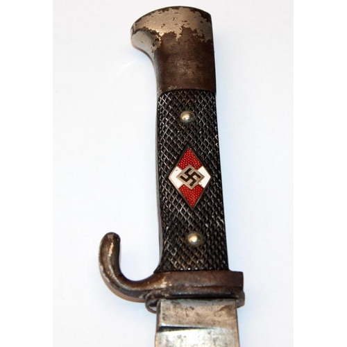 81 - Original WWII era Hitler Youth dagger with scabbard. RZM M7/13 to blade. This second model was manuf... 