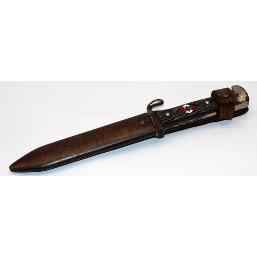 81 - Original WWII era Hitler Youth dagger with scabbard. RZM M7/13 to blade. This second model was manuf... 